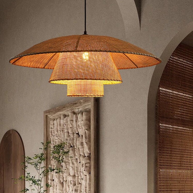 Handmade Vintage Rattan Loft Suspension Lamp - Querencian