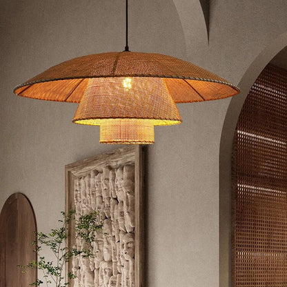 Handmade Vintage Rattan Loft Suspension Lamp - Querencian