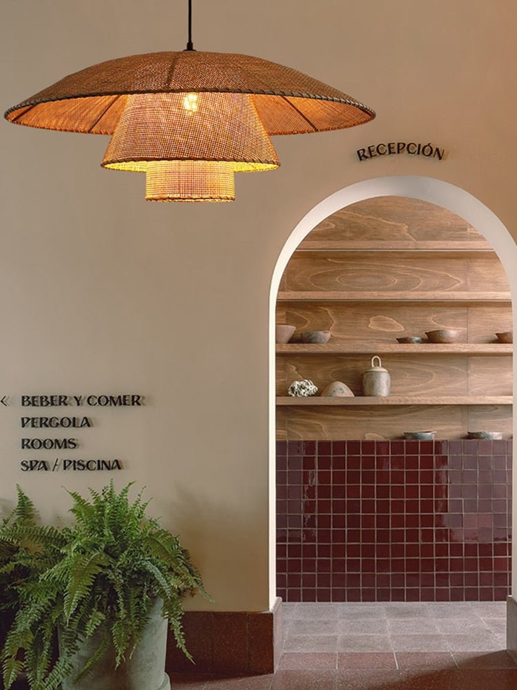 Handmade Vintage Rattan Loft Suspension Lamp - Querencian