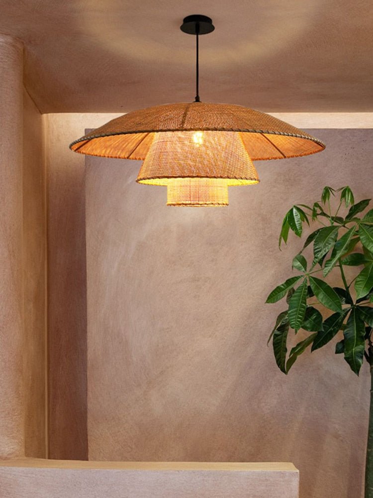 Handmade Vintage Rattan Loft Suspension Lamp - Querencian