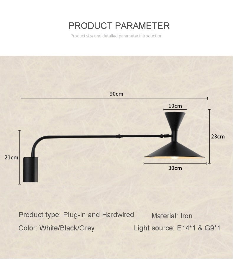 Industrial Mounted Swing Arm Wall Light - Querencian