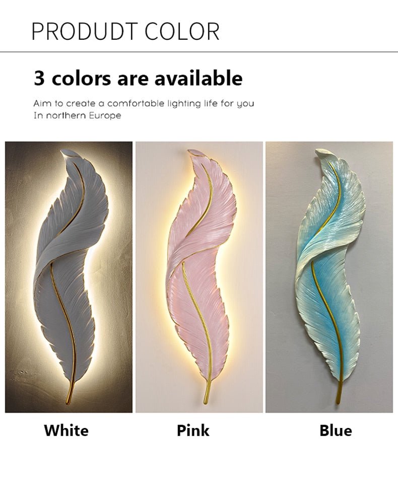 LED Feather Indoor Decorative Luxury Wall Lighting - Querencian