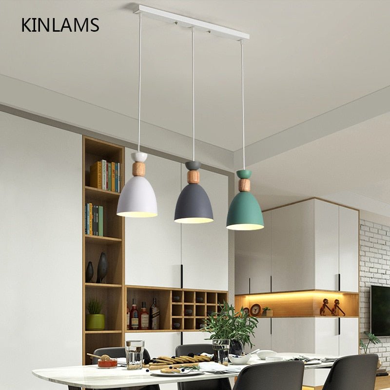 Modern Multiple Color Wood LED Pendant Light - Querencian