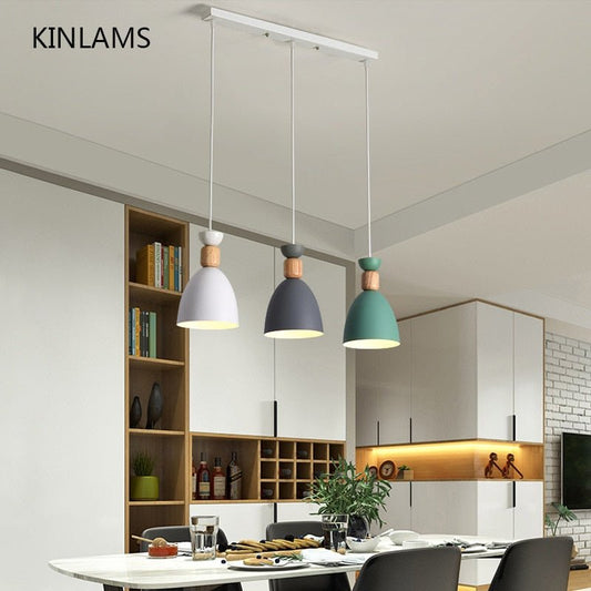 Modern Multiple Color Wood LED Pendant Light - Querencian