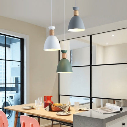 Modern Multiple Color Wood LED Pendant Light - Querencian