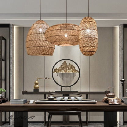 Natural Chinese Style Rattan Lamp Pendant light - Querencian