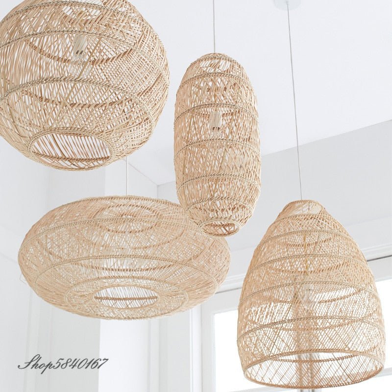 Natural Chinese Style Rattan Lamp Pendant light - Querencian