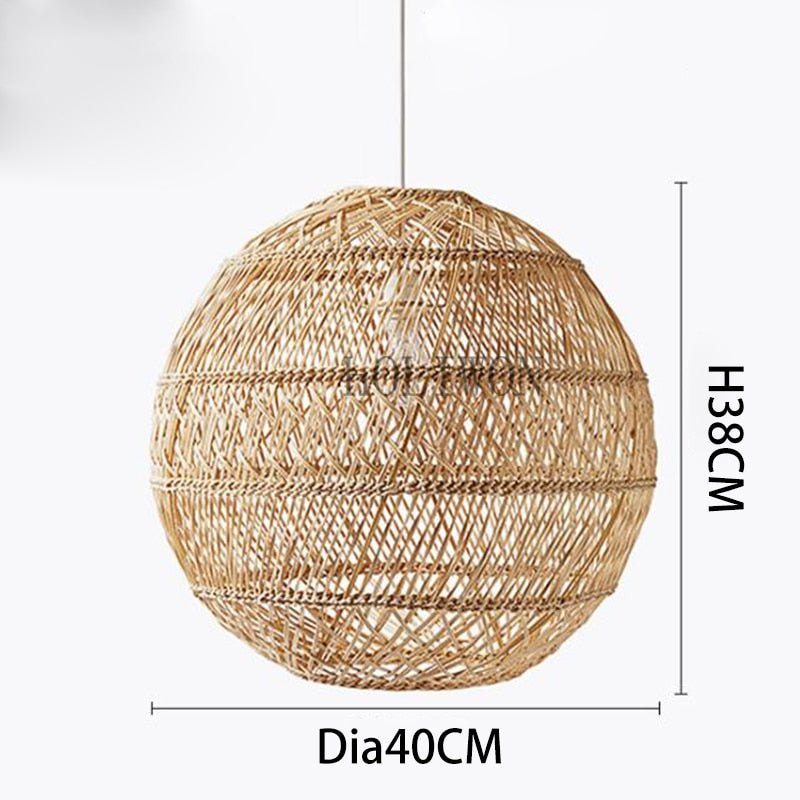 Natural Chinese Style Rattan Lamp Pendant light - Querencian