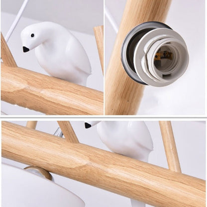 Nordic Long White Glass Wood Chandelier - Querencian