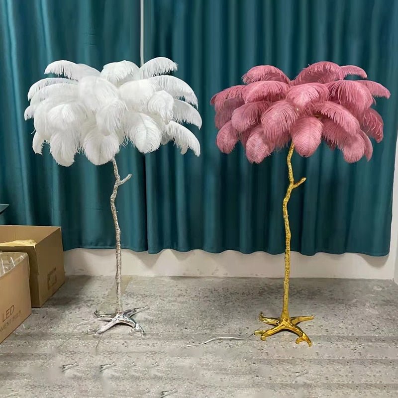 Nordic Ostrich Feather Led Floor Lamp - Querencian