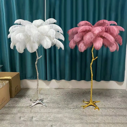 Nordic Ostrich Feather Led Floor Lamp - Querencian