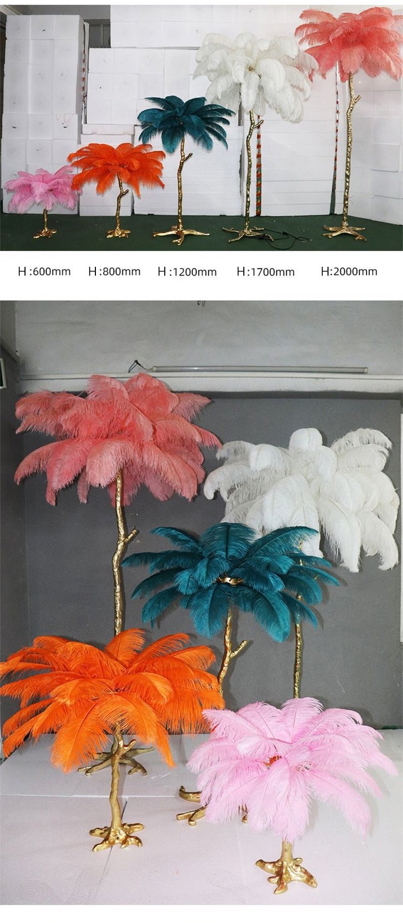 Nordic Ostrich Feather Led Floor Lamp - Querencian