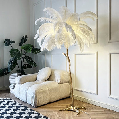 Nordic Ostrich Feather Led Floor Lamp - Querencian