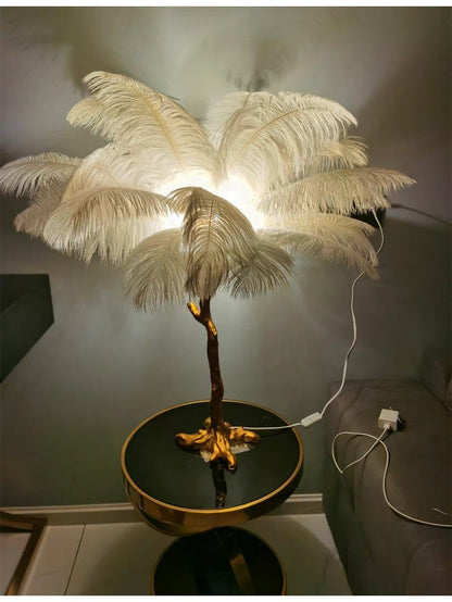 Nordic Ostrich Feather Led Floor Lamp - Querencian