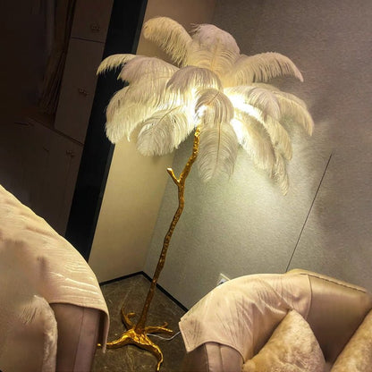 Nordic Ostrich Feather Led Floor Lamp - Querencian