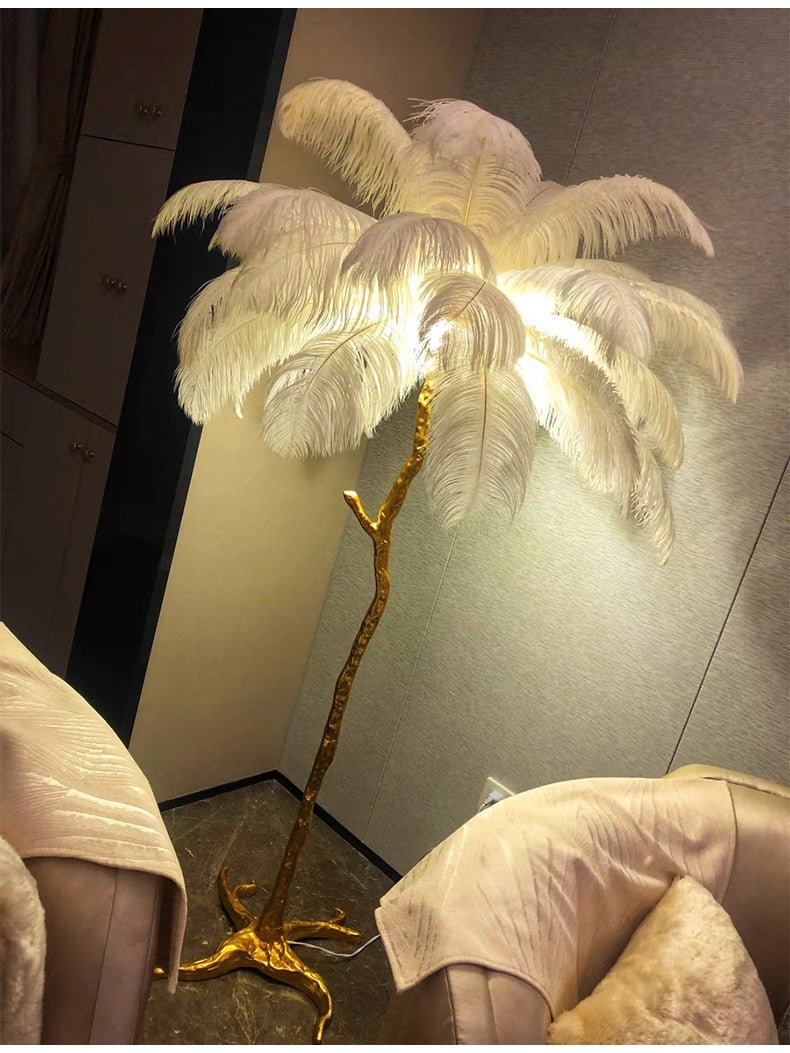 Nordic Ostrich Feather Led Floor Lamp - Querencian