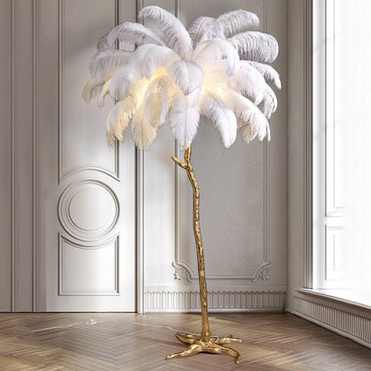 Nordic Ostrich Feather Led Floor Lamp - Querencian