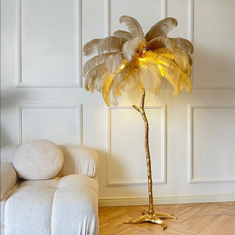 Nordic Ostrich Feather Led Floor Lamp - Querencian