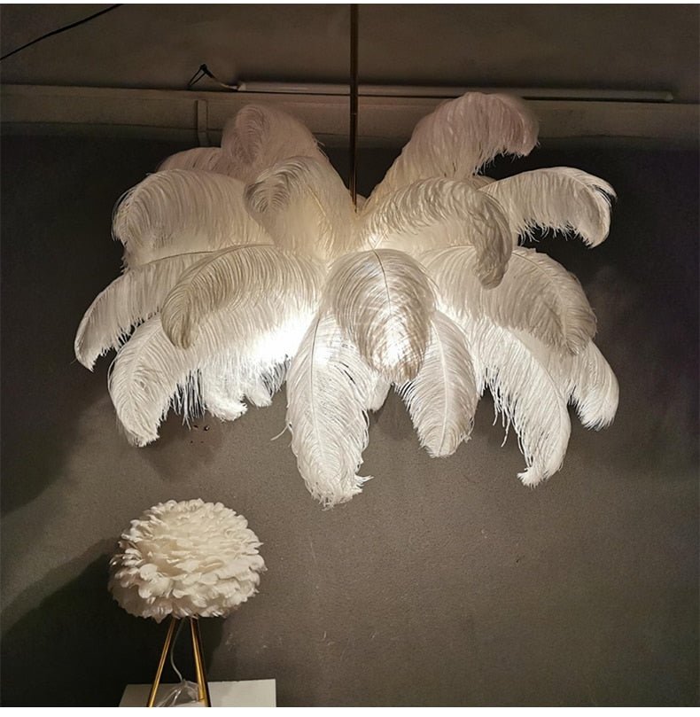 Nordic Ostrich Feather Led Pendant Lights - Querencian