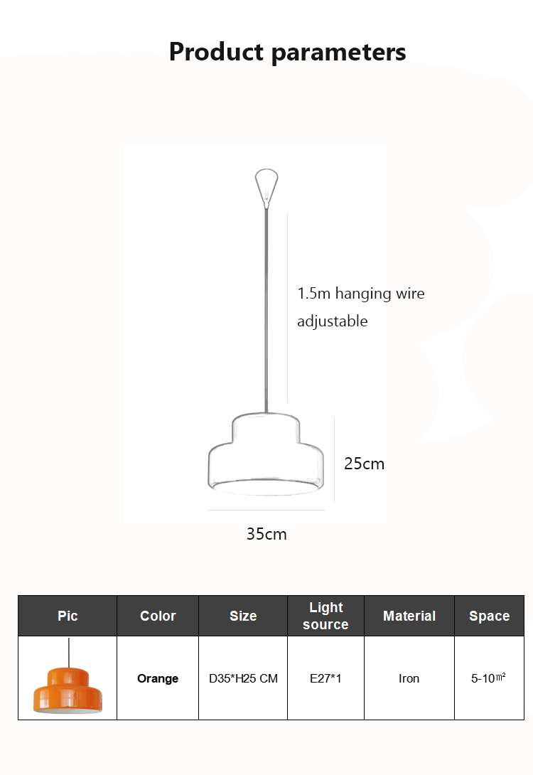 Orange Vintage Bauhaus LED Pendant Lights - Querencian