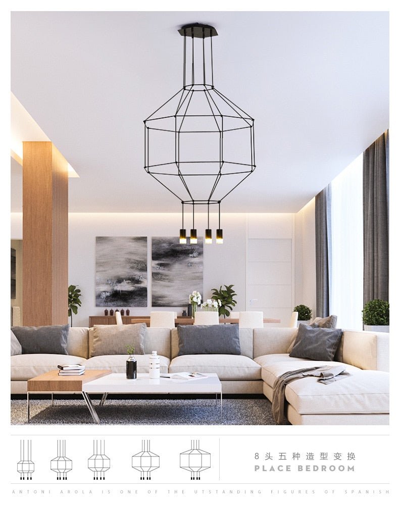 Postmodern Long Chandelier Led Wireflow Chandeliers - Querencian