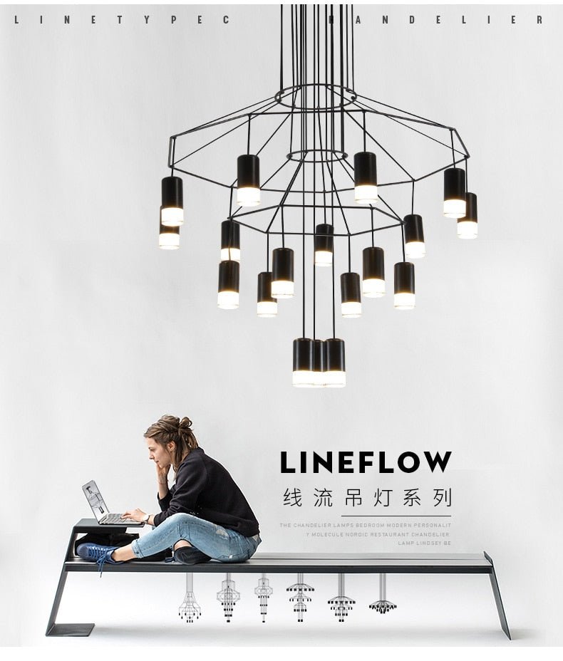 Postmodern Long Chandelier Led Wireflow Chandeliers - Querencian