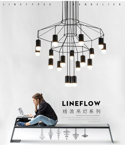 Postmodern Long Chandelier Led Wireflow Chandeliers - Querencian