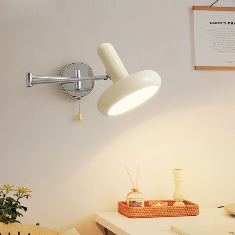 Retractable Hardwired White Swing Arm Wall Sconce - Querencian
