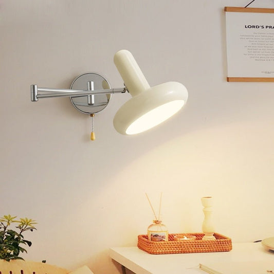 Retractable Hardwired White Swing Arm Wall Sconce - Querencian