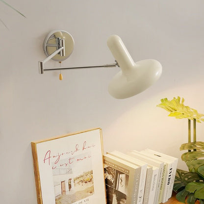 Retractable Hardwired White Swing Arm Wall Sconce - Querencian