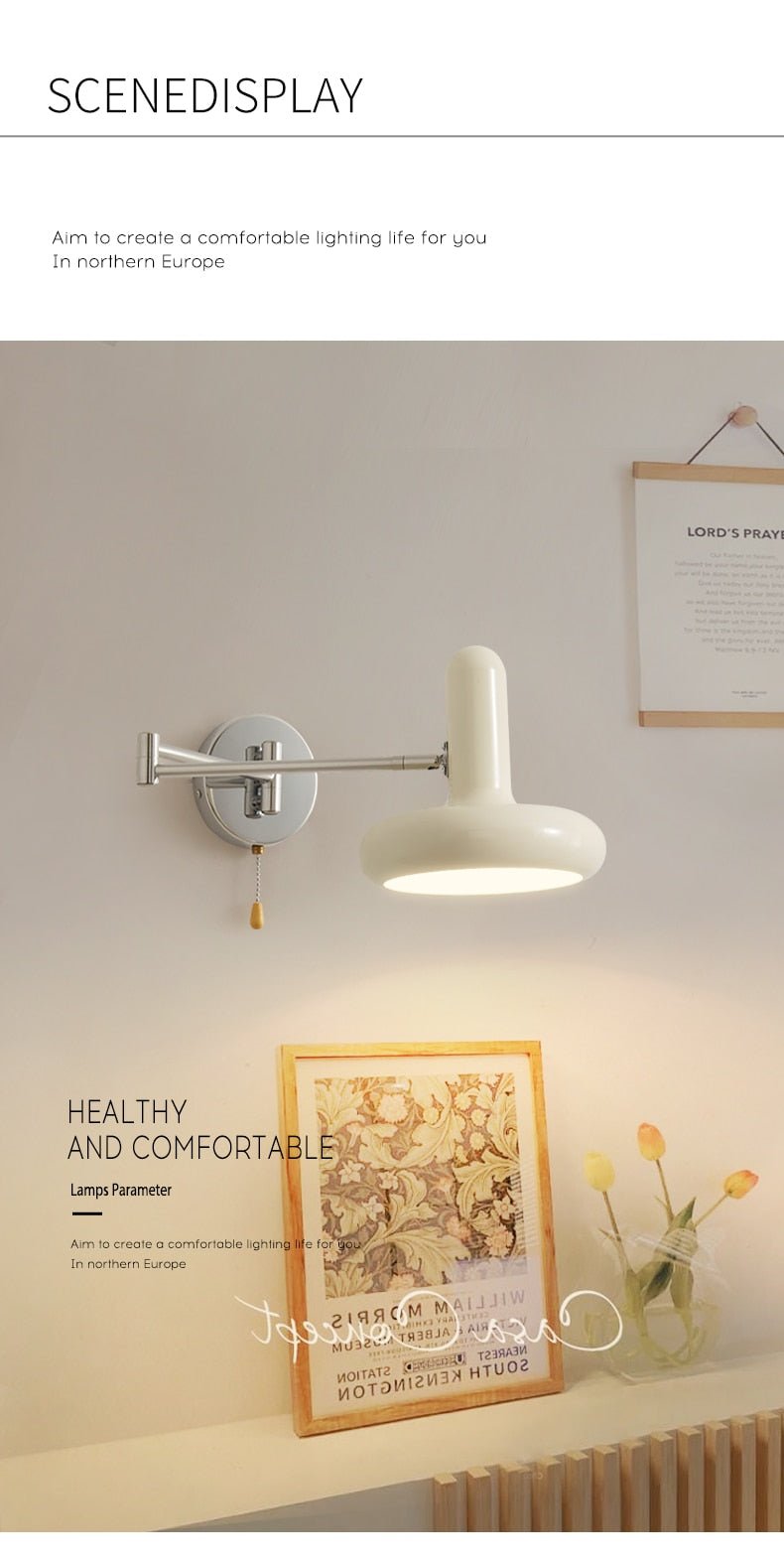 Retractable Hardwired White Swing Arm Wall Sconce - Querencian