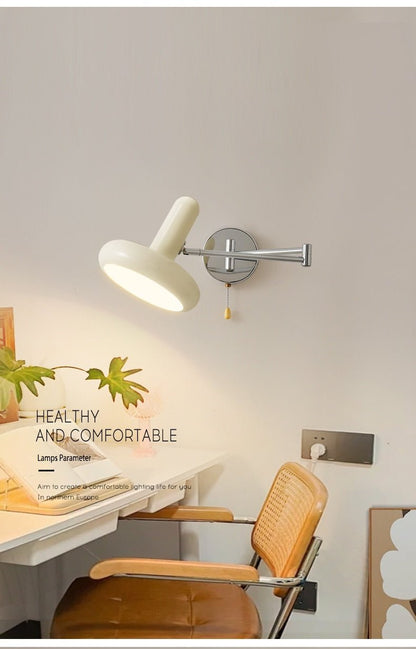 Retractable Hardwired White Swing Arm Wall Sconce - Querencian