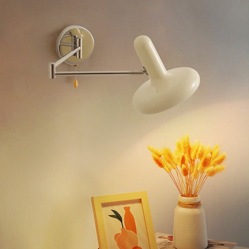 Retractable Hardwired White Swing Arm Wall Sconce - Querencian