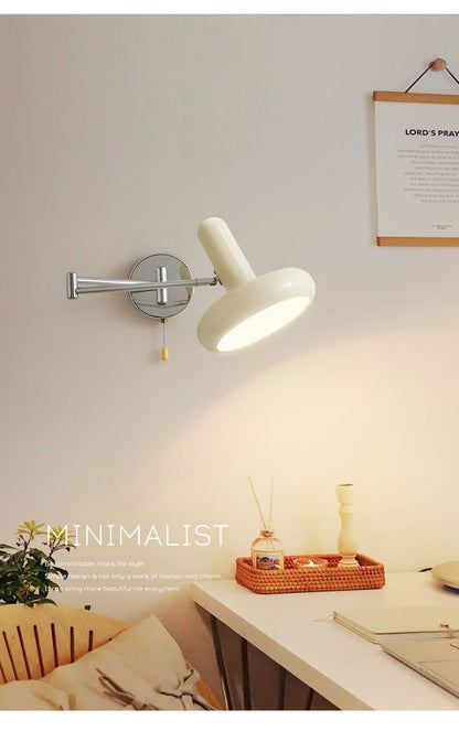 Retractable Hardwired White Swing Arm Wall Sconce - Querencian