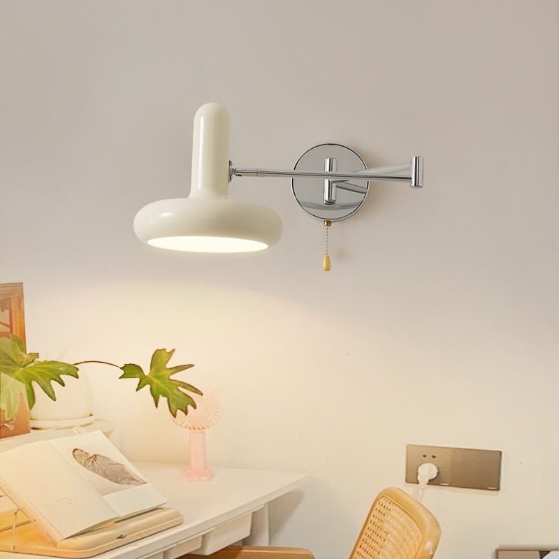 Retractable Hardwired White Swing Arm Wall Sconce - Querencian