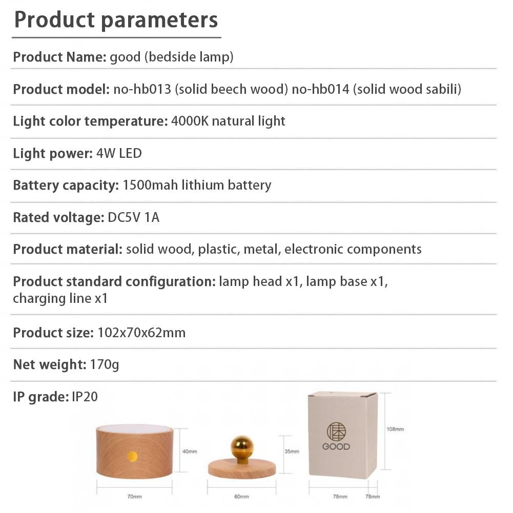 Rotary Wooden Wireless touch switch wall lights - Querencian