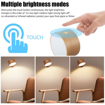 Rotary Wooden Wireless touch switch wall lights - Querencian