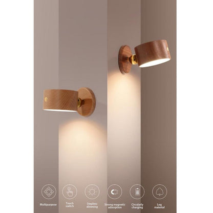 Rotary Wooden Wireless touch switch wall lights - Querencian
