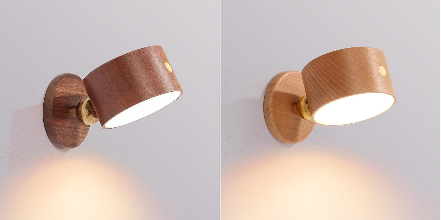 Rotary Wooden Wireless touch switch wall lights - Querencian