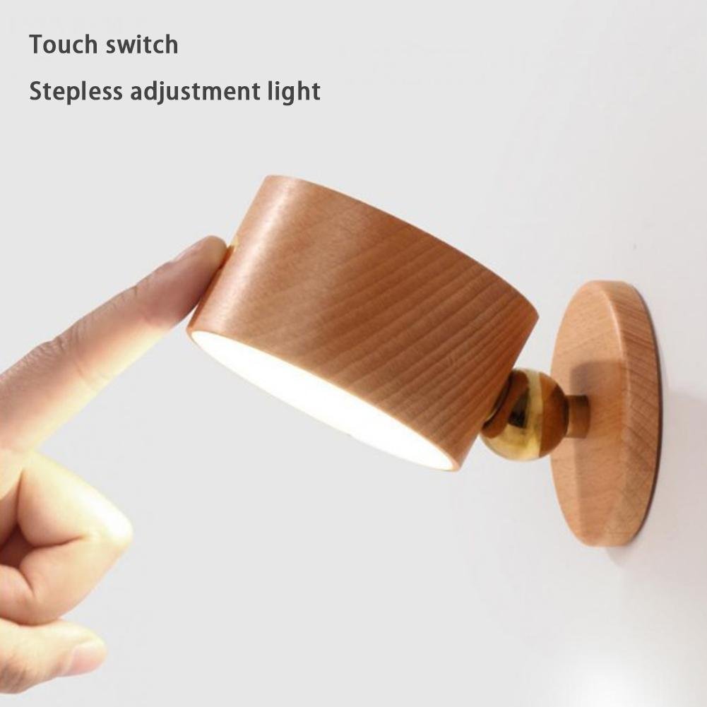 Rotary Wooden Wireless touch switch wall lights - Querencian