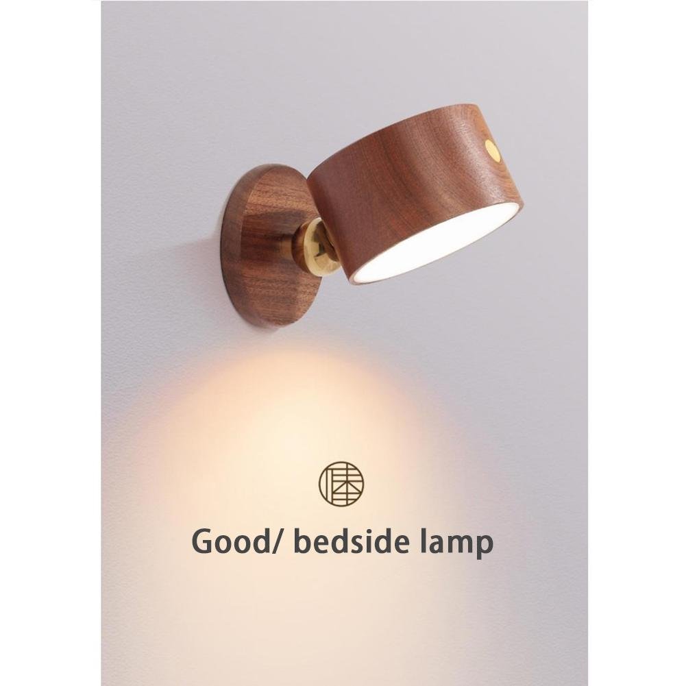 Rotary Wooden Wireless touch switch wall lights - Querencian