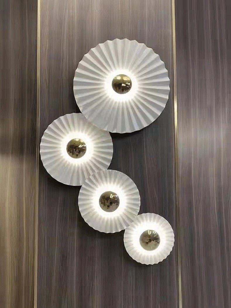 Round Lotus Leaf Flower Wall Decor Sconce - Querencian