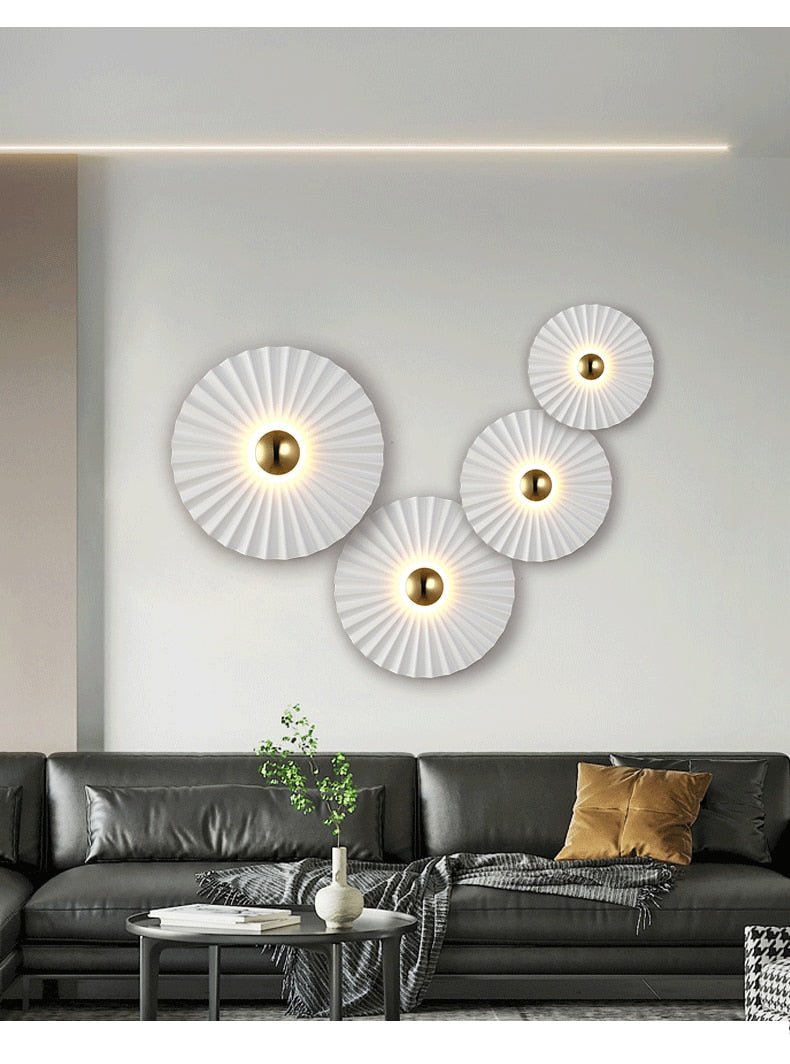 Round Lotus Leaf Flower Wall Decor Sconce - Querencian