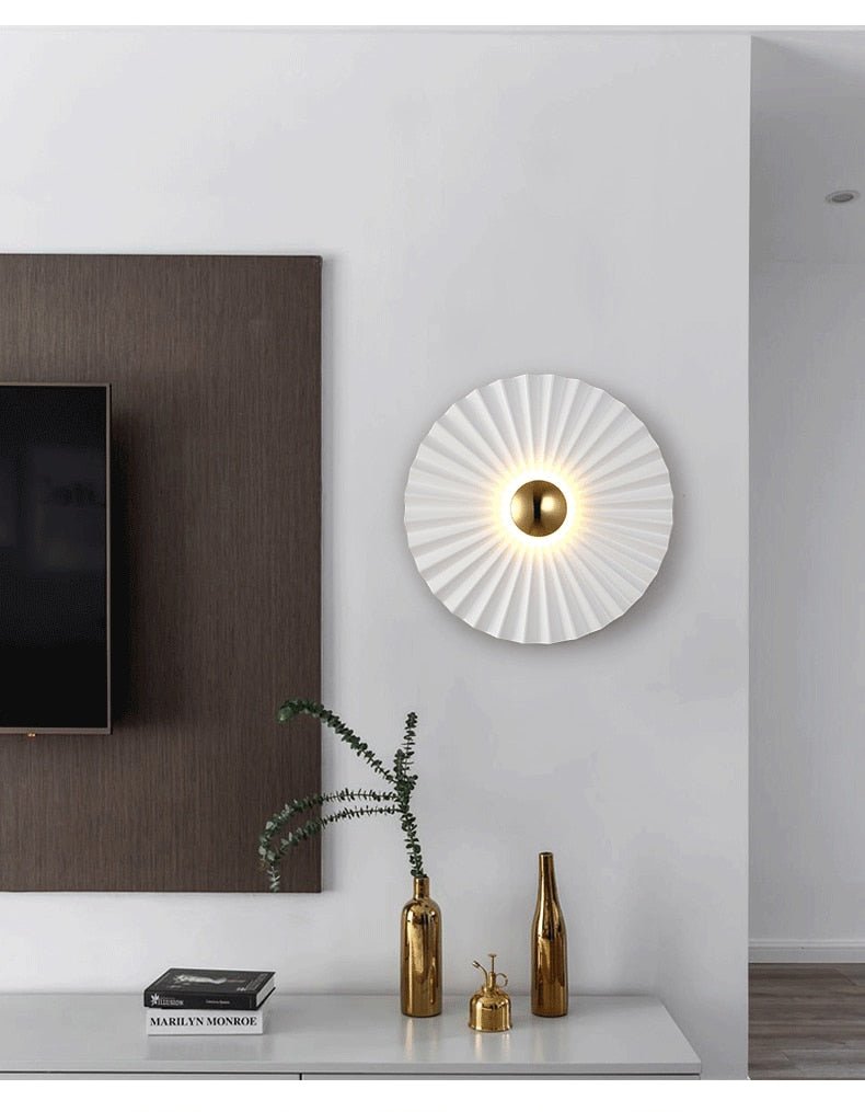 Round Lotus Leaf Flower Wall Decor Sconce - Querencian