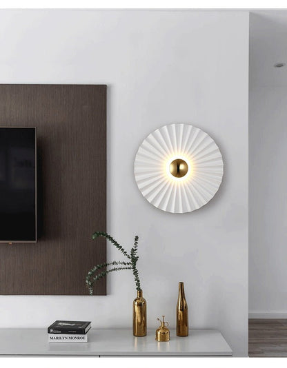 Round Lotus Leaf Flower Wall Decor Sconce - Querencian