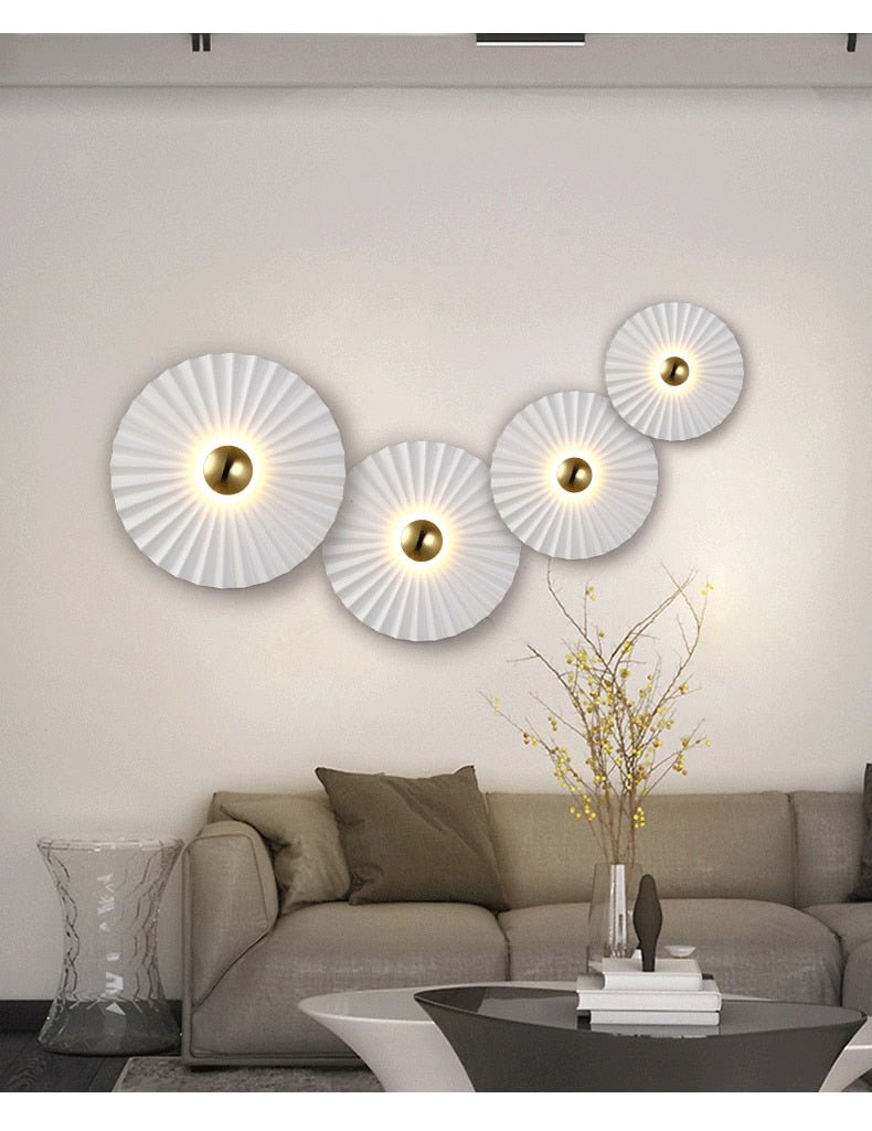 Round Lotus Leaf Flower Wall Decor Sconce - Querencian