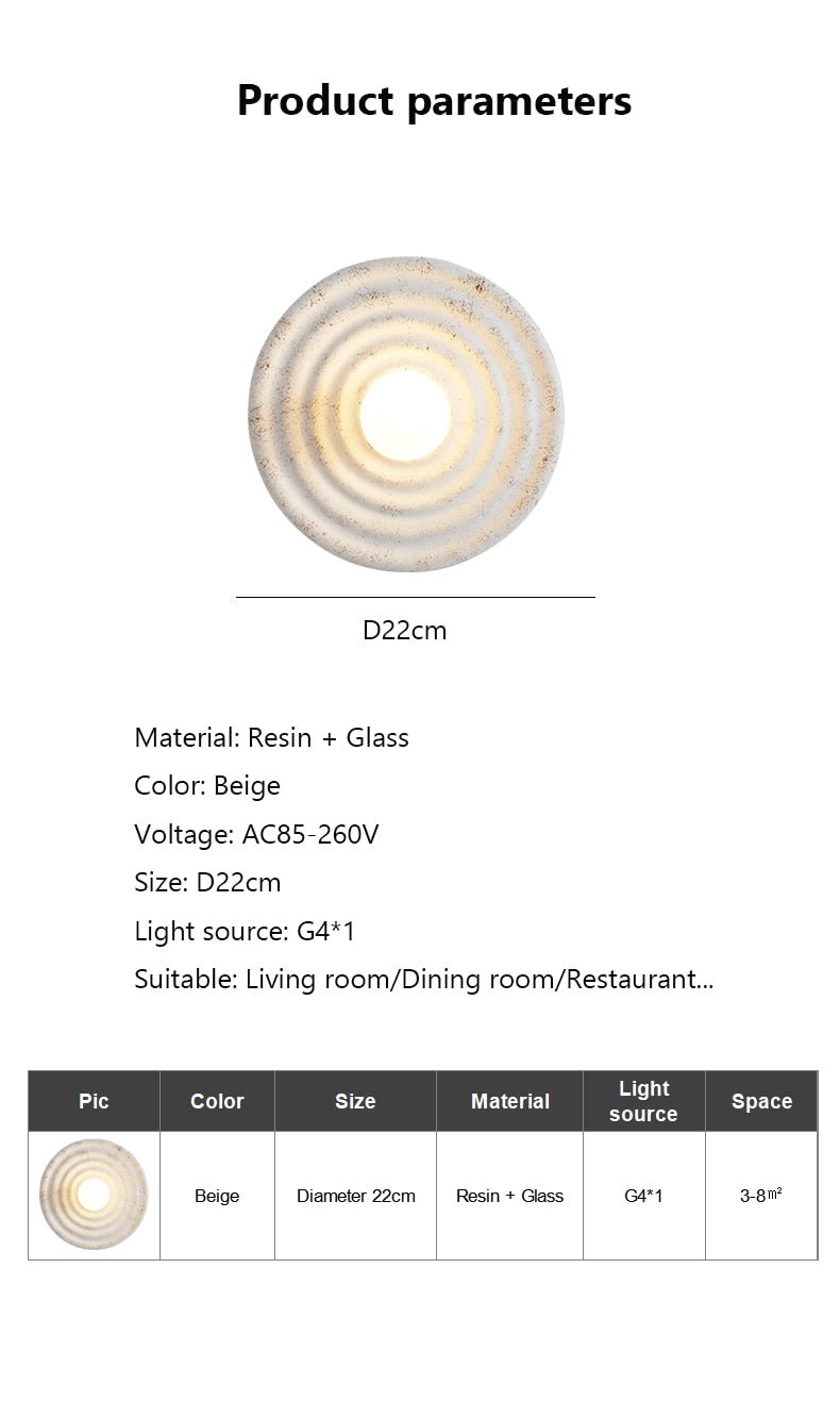 Round Wabi-sabi Japanese Style LED Wall Light - Querencian