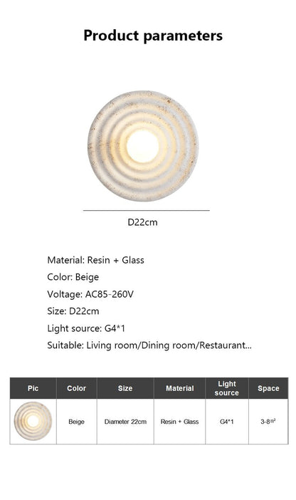 Round Wabi-sabi Japanese Style LED Wall Light - Querencian