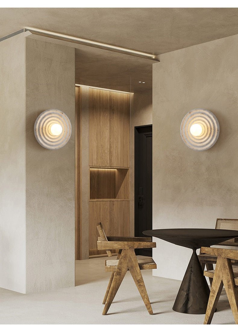 Round Wabi-sabi Japanese Style LED Wall Light - Querencian