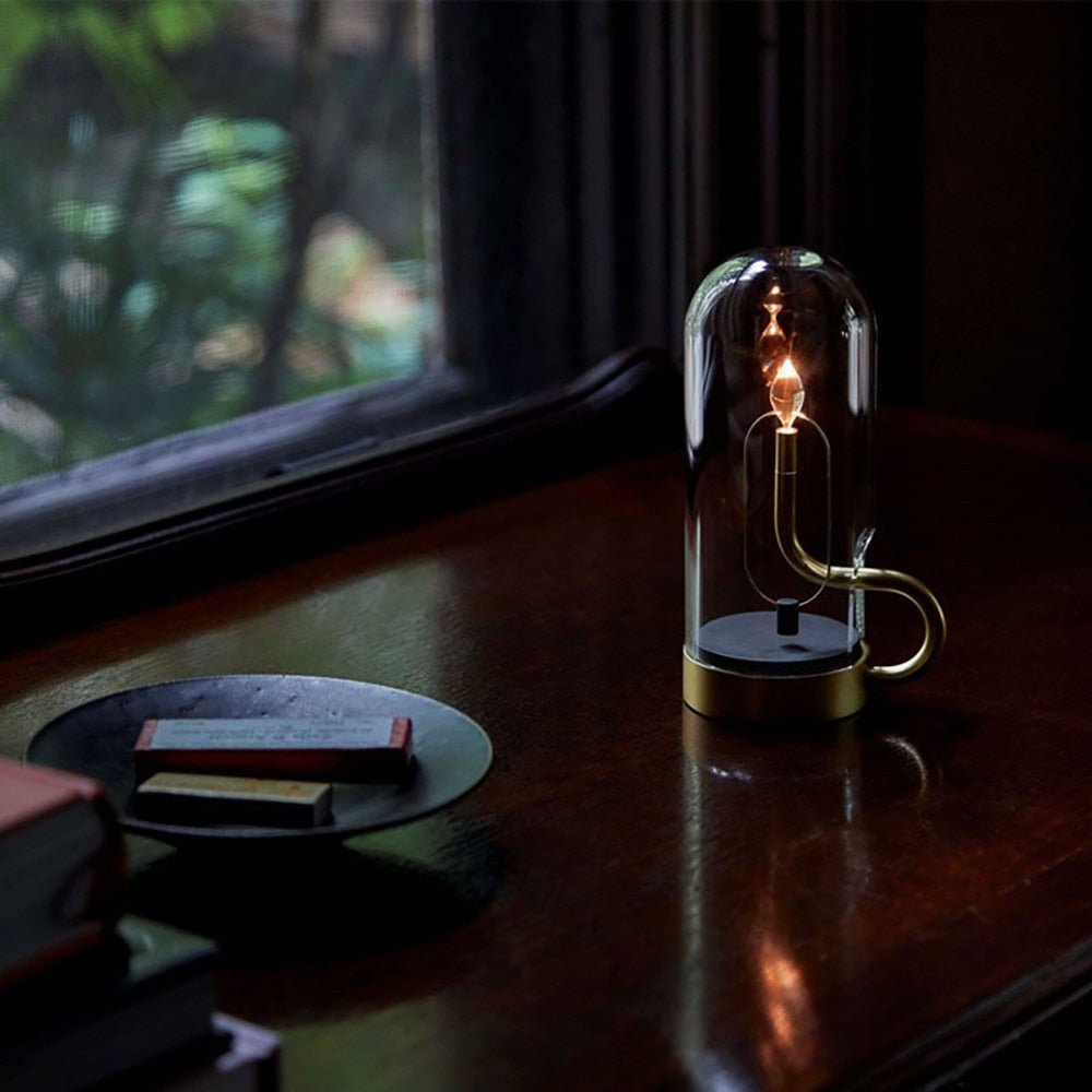 Touch switch glass shade candle desk lamp - Querencian